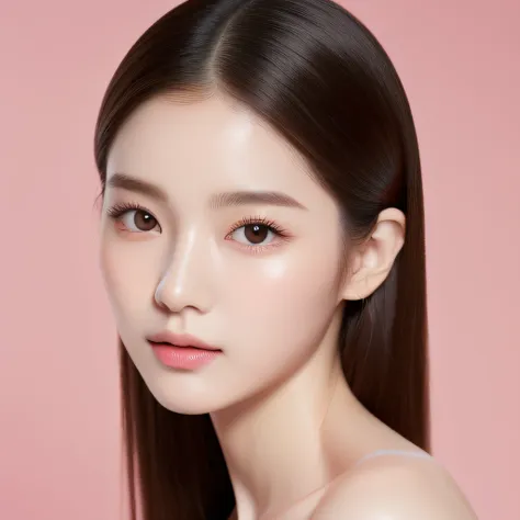 featuring confident and radiant women、generate ai art inspired by korean cosmetics advertising。displayed up to chest level、her p...