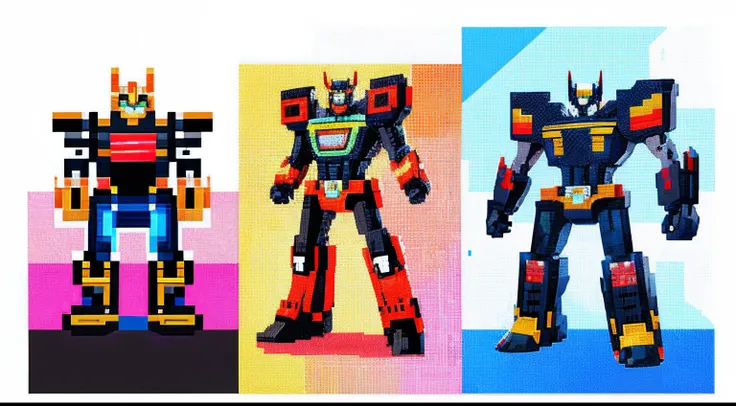 pixel game，character  design，Transformers robots， Pixel art #pixelart，super-fine