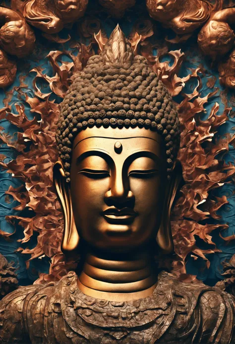 （fo）Buddha face,Buddha in heaven and earth,surrealism, High detail, hyper photorealism, stereograms, Cinematic lighting, god light, hyper HD, Masterpiece, Textured skin, Best quality, A high resolution