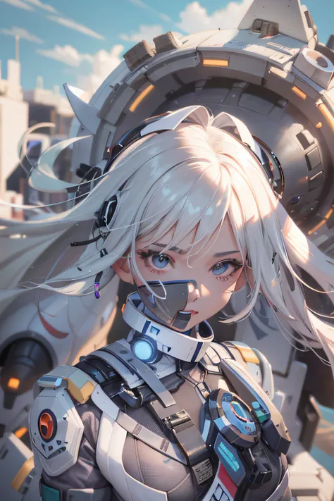 um close up de uma mulher com um capacete futurista e um terno futurista, portrait anime space cadet girl, arte digital do anime cyberpunk, cyberpunk menina anime mech, Retrato Armored Astronauta Menina, arte de anime digital detalhada, menina ciborgue bon...