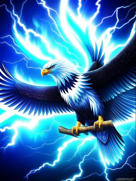 Electric eagle, anime, Realistic