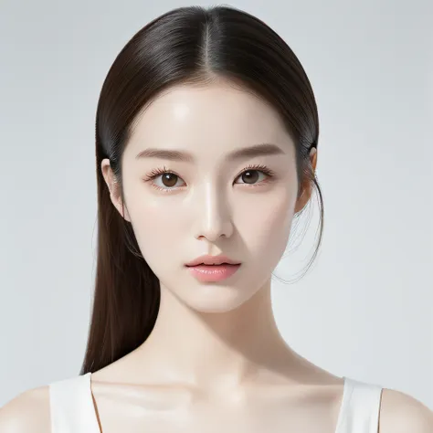 featuring confident and radiant women、generate ai art inspired by korean cosmetics advertising。displayed up to chest level、her p...