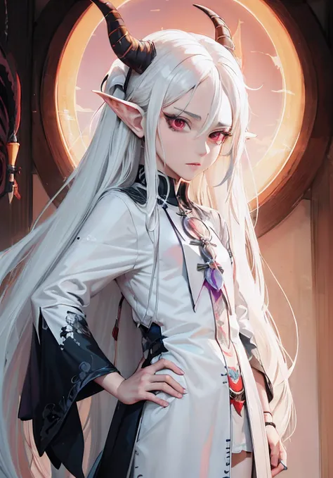 anime - style image of a men with long white hair and horns, white haired deity, anime style 4 k, detailed digital anime art, 2. 5 d cgi anime fantasy artwork, anime art wallpaper 4k, anime art wallpaper 4 k, anime art wallpaper 8 k, anime fantasy artwork,...