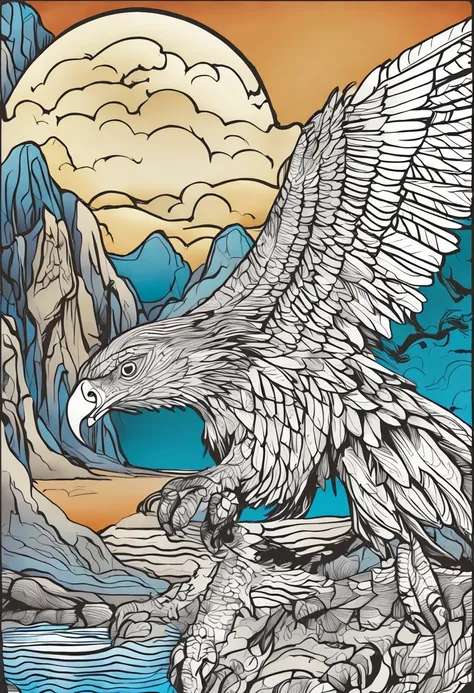 Generate an image of a midnight fenix colored in an art style suitable for a coloring book. Make sure the picture is clear and easy for children to color.. The image should be large and detailed enough to take up half a page of a standard coloring book.. e...