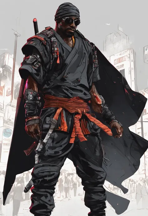 Black samurai guy in street wear