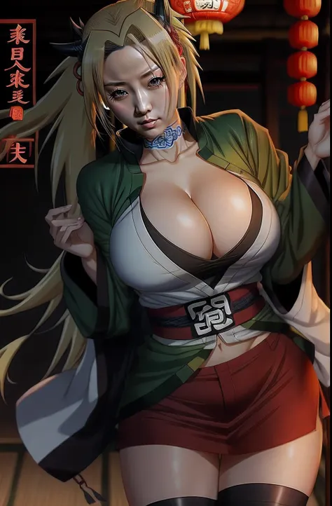 tsunade from naruto，Chinese face，Raised sexy，Big chest，The kinky is exposed