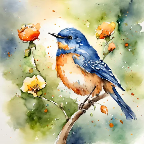 desenhos em aquarela, birds, fofo, em desenhos em aquarela, Aquarela, 4k resolution, fundo branco, pastels colors