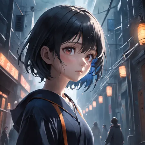 walk away, best Quality: 1.4, fairies fly around, Middle Age,scool background, full body, potrait of a photorealistic lad, magic student, school uniform, a stunning realistic photograph 16 years, black color eyes, short black hair, bright skin, mysterious ...