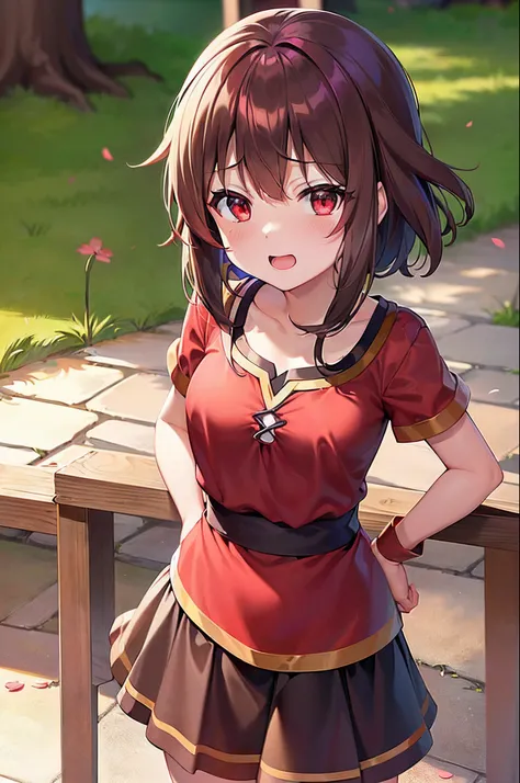 Megumin, Konosuba, Japan, Sakura, cabelos curtos, red eyes