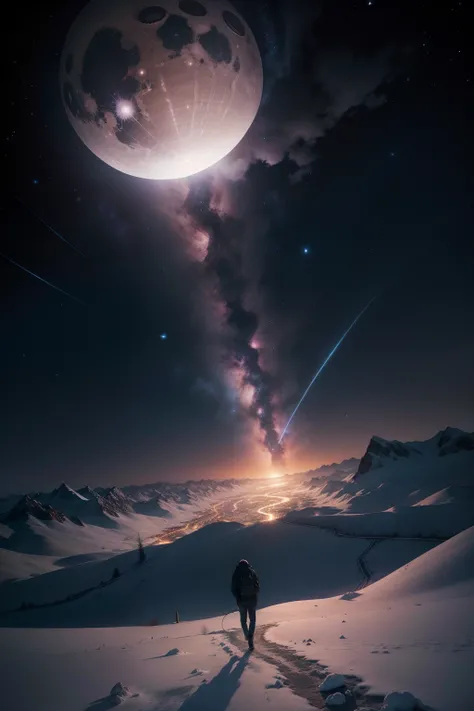 Hyperrealistisch , realistisch , 8k , astronomie , super detailiert, Vollmond in der Nacht , viele sterne.