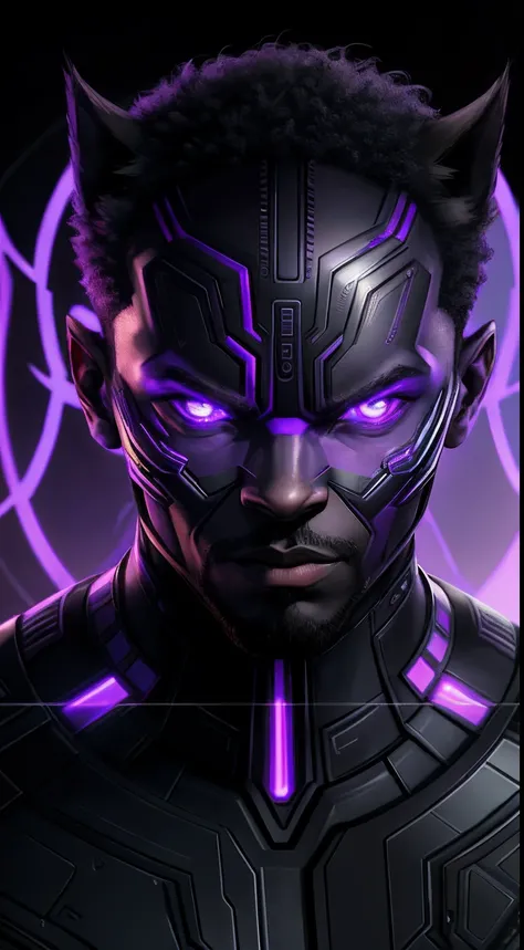 Close-up of a man with a futuristic face and purple lights, wakanda background, Wakanda, hq 4k phone wallpaper, Black Panther, HQ 4K wallpaper, Dark supervillain, Fan art, 4K detailed digital art, 8k hq, Wallpaper 4k, wallpaper 4 k, Digital artwork 4 K, hi...