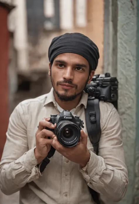 Man in favela is dressed for the camera