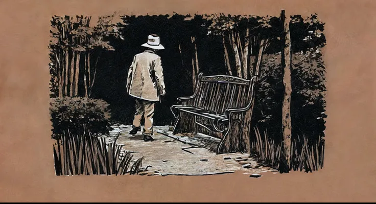 although he shouted、nobody helped him。he's in the park。alone。edwardgorey。