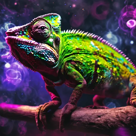 Evil chameleon dark background