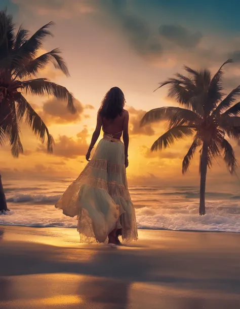 ((Calidad de primer nivel)), ((Obra maestra)), ((fiel a la vida)), Asunto: Ethereal dance landscapes of a Tulum beach party inspired by Albert Bierstadt Medio: Arte Digital Estilo: cinematic color grading, Obra inspirada en Albert Bierstadt Aviso positivo:...