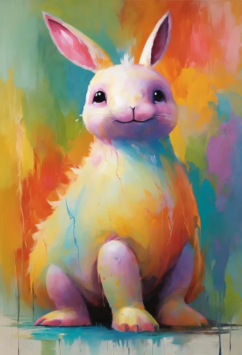 "cute and fluffy chubby fantasy bunny creature resembling a Pokémon"