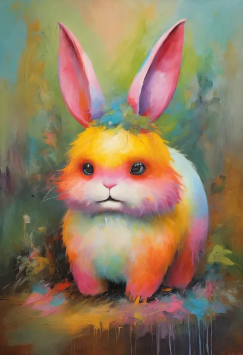 "cute and fluffy chubby fantasy bunny creature resembling a Pokémon"