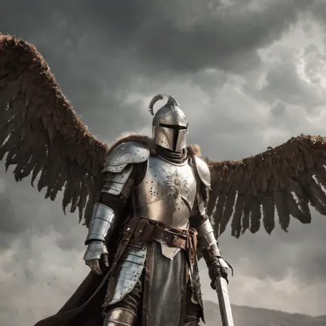 In a kingdom ravaged by darkness and despair, Imagine a scenario，The heavily armed angel knight appears as a beacon of hope. Dressed in glittering armor, The knight stood tall，Stretch your wings, Exudes an aura of strength and unwavering determination. Set...