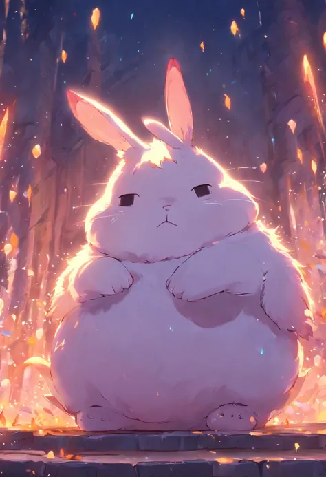 "cute and fluffy chubby fantasy bunny creature"