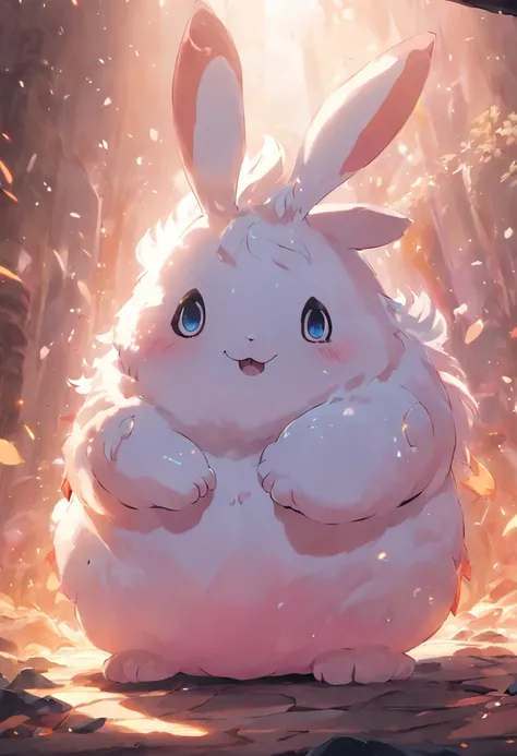 "cute and fluffy chubby fantasy bunny creature resembling a Pokémon"