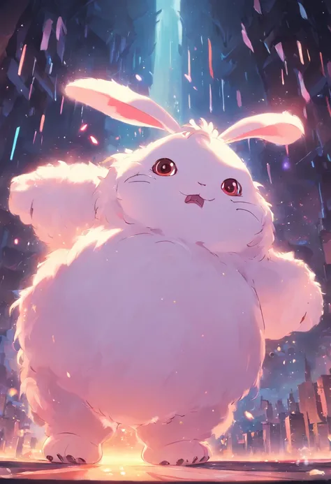 "cute and fluffy chubby fantasy bunny creature"