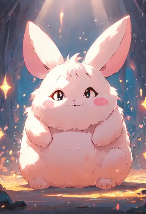 "cute and fluffy chubby fantasy bunny creature"