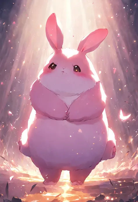 "cute and fluffy chubby fantasy bunny creature"