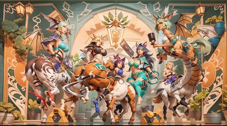 In the beautiful illustration of this super-grand scene，The ultra-long-range lens is shown（Over eight unique centaur characters：9.9），They all have their own characteristics，Vivid and interesting。Radiant angelic centaurs from the heavenly realm，To the helli...