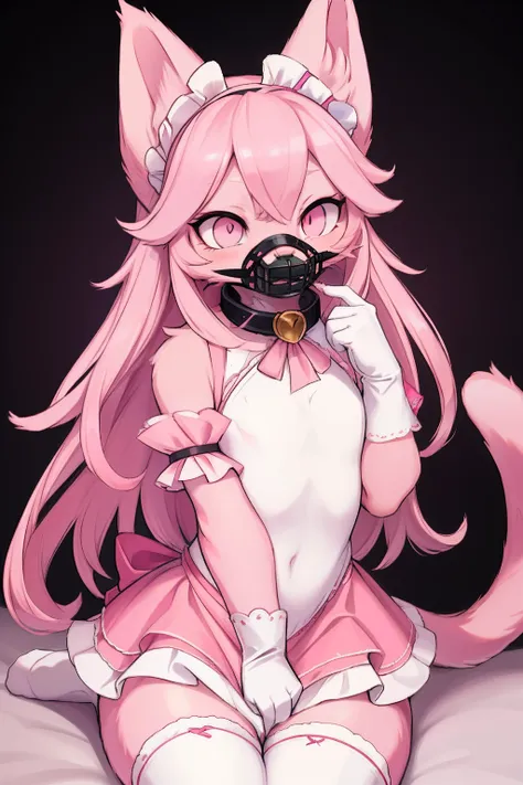 master piece, perfect, highly detailed, (little hibryd anthro cat femboy), fluffy pink fur, ((pink eyes)), ((1))fluffy cat tail,...