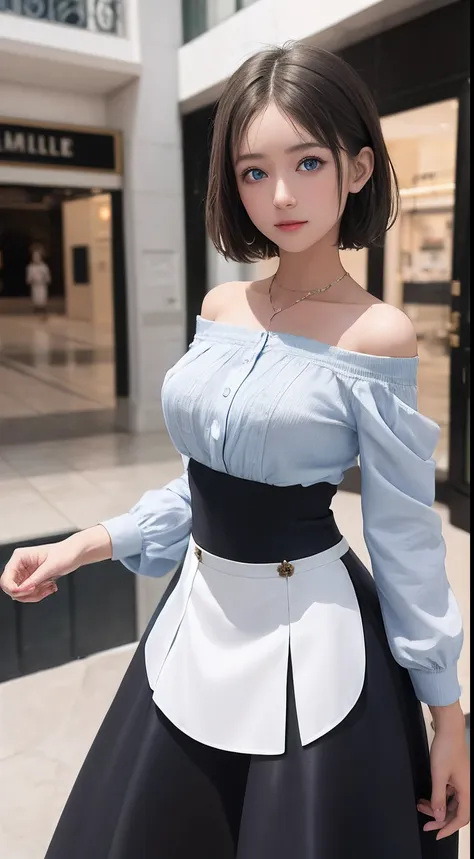 masterpiece, best quality, absurdres, perfect anatomy, 1girl, solo, ronye arabel, short hair, blue eyes, high-waist skirt, long ...