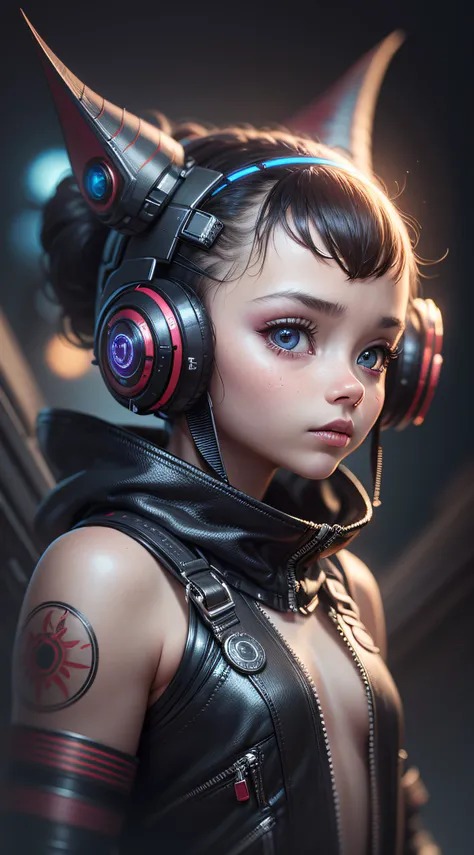 Extraordinary wide portrait of microscopic unknown little small adorable cyberpunk alien species over orange tech style of high tech fashion professional photography, 8k, adorable