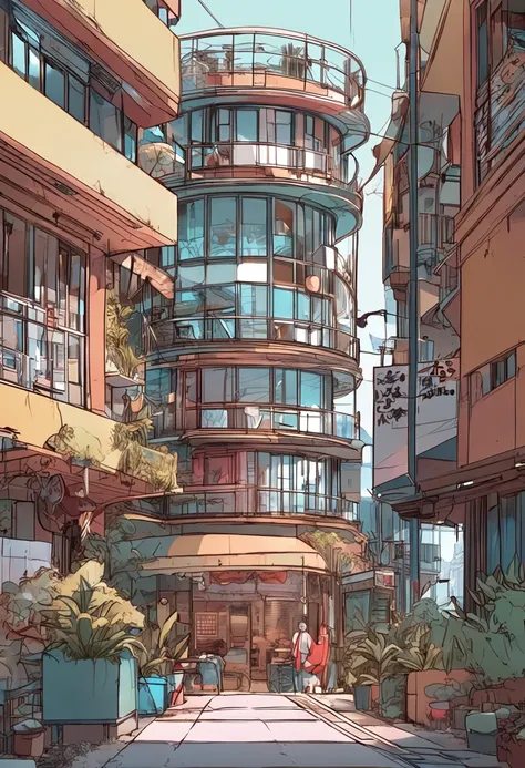 Seaside architecture，high rise，Luxury，high-class，anime big breast