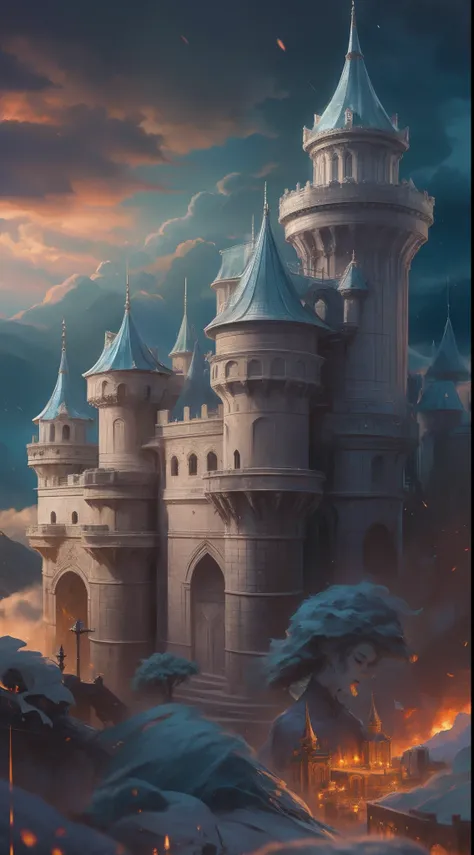 High fantasy image of the rainbow lavender fortress