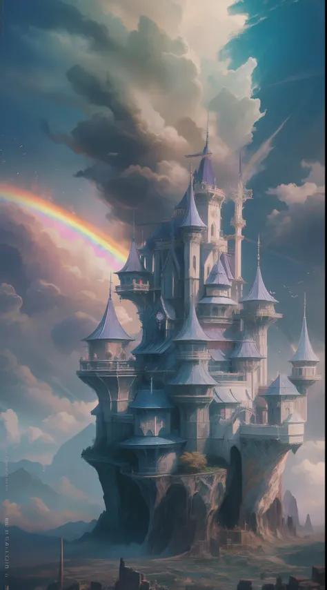 High fantasy image of the rainbow lavender fortress