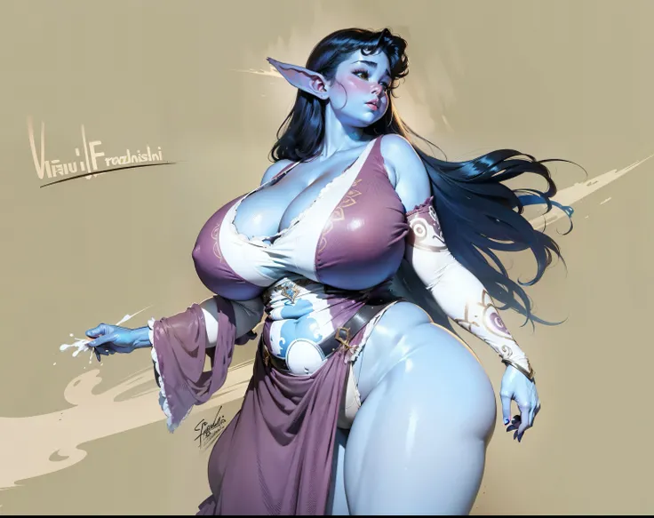 Painted by Frank Frazetta, {{{Ssbbw}}}, feminine, sensual, female, full-HD, masterpiece, best image, best quality, dynamic lighting, round obese belly, morbidly obese, 1girl, beautiful face, beautiful skin, Night Elf, forest background