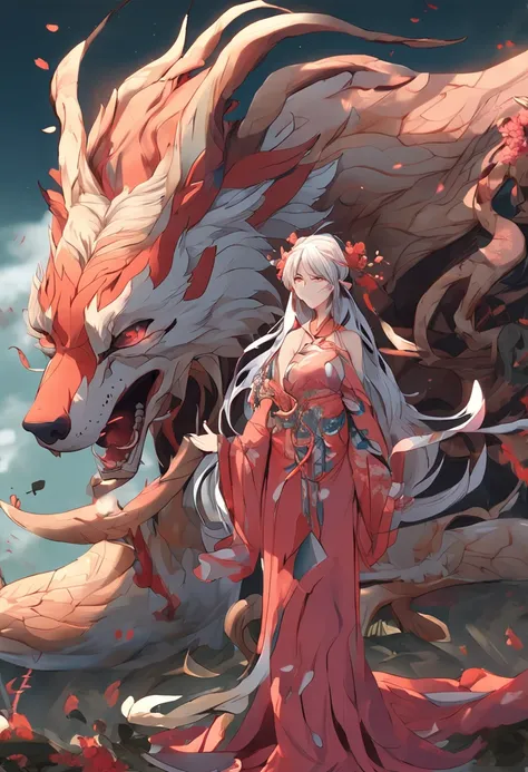 Chinese big breasts，Fox Fairy，Snake demon，Mountain spirit，Tree monsters，anime big breast，Beautuful Women，high qulity，Delicate face，Golden ratio figure