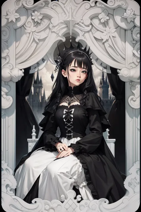 gothic lorita、Background only、Castles、black-and-white、