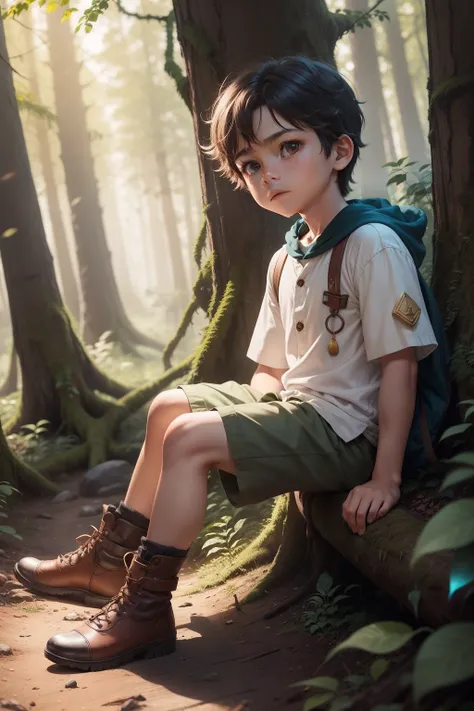 Chapter 1: The Little Hero*
- Presentation of the main character, um garoto chamado Leo.
- Leo is a brave boy who likes to play in the woods near his home.
- Um dia, He finds a glowing magic stone on the forest floor.