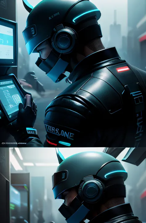 信息，Tech lines，Messaging ，cyber punk perssonage，Cyan tech，antagonism