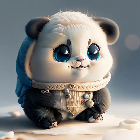 Alawi Panda Bear，eBlue eyes，With a smile on his face, cute 3 d render, lovely digital painting, Cute panda, Cute! C4D, adorable digital art, Cute cartoon character, Cute detailed digital art, cute animal, Panda, a cute giant panda, cute pixar character, cu...