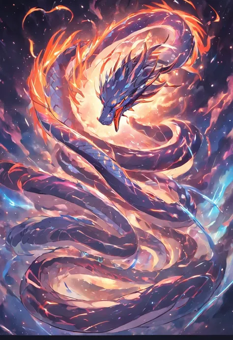 In the dimension of stellar collisions, The legendary serpent Orocchi appears as the embodiment of the Celestial Fury. Your body is a symphony of brilliant colors, Reflecting the birth of the stars. His eyes flashed with cosmic fire, The tendrils of energy...