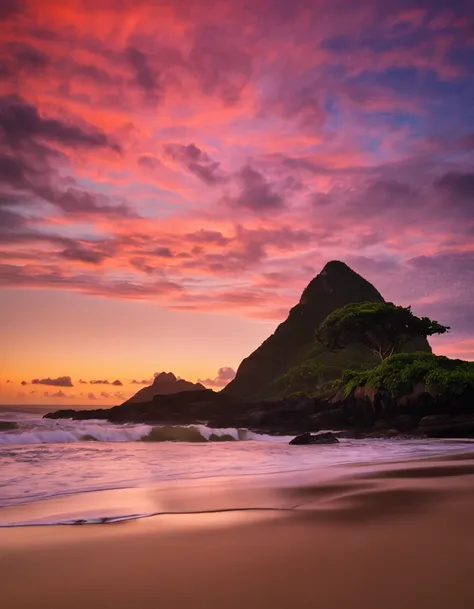 brasil, bandeira, brasileiros Ocean sunrise