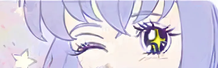 anime girl with blue hair and black eyes staring at something, lavender eyes, neferpitou, large cute anime eyes, huge anime eyes, Eyes = purple, Evangelion style eyes, she has tired eyes, large anime eyes, detailed anime eyes with pupils, (winking), Anime ...