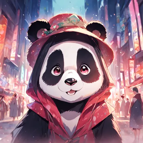 Animal panda cute wearing hat