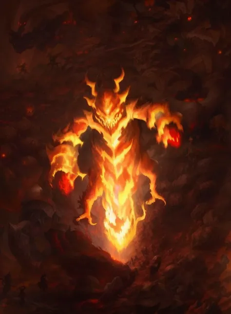 there is a fire dragon running on the ground, flame conjuring armored, fire demon, theelementoffire, fire golem creature, ruler ...