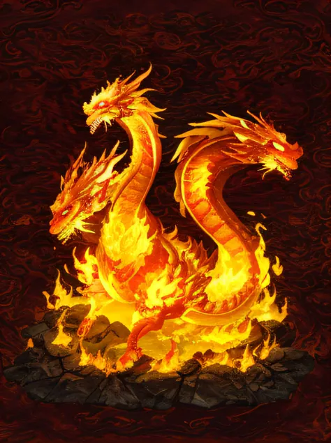 there is a fire dragon on fire in the darkness, fire flaming dragon serpent, fire dragon, fire flaming serpent, fire powers fire...