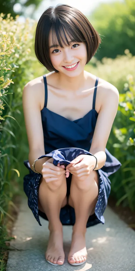 neat college girl、petite person、(Summer yukata)、Outside the field、(Slimed、small tit、flat boobs、small tit)、Photorealsitic、detaileds, Skin Texture, ultra-detailliert、Delicate and sexy collarbone、A smile、Super Detailed Face、Detailed lips、A detailed eye、二重まぶた、...