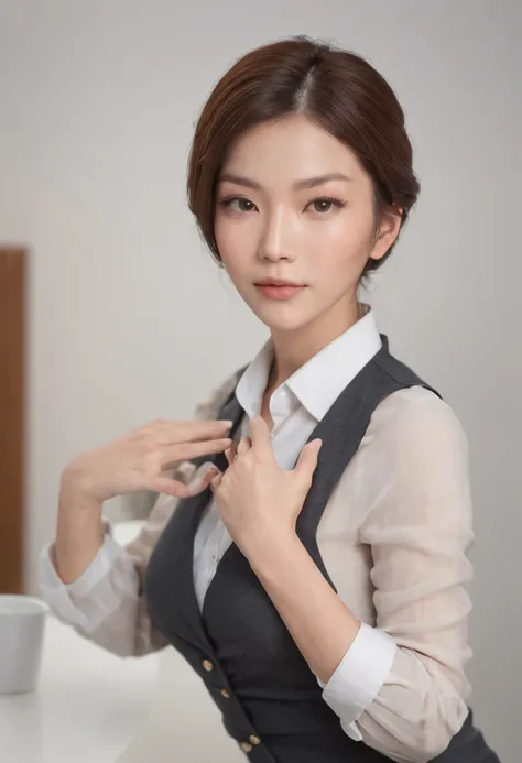 pussy focus, a Japanese beautiful business woman, mature, spread legs, in the office, (extremely detailed CG unity 8k photo) (masterpiece), (best quality), (photorealistic:1.4), real human skin,