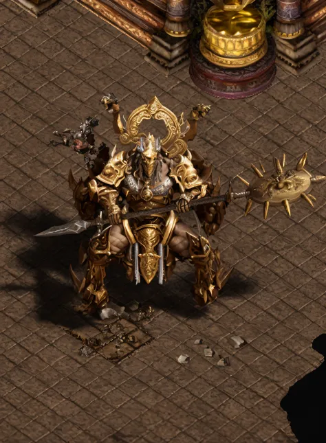 Image of Alphard sitting on a throne with a man in golden armor, Diablo 2, on an epic intricate oroboros, diablo 4 queen, ancient blacksmith god, The complexity of Bodesmann, tai warlord, ornate supreme demon overlord, ares with heavy armor and sword, Diab...