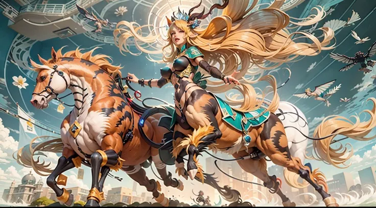 In the beautiful illustration of this super-grand scene，The ultra-long-range lens is shown（Over eight unique centaur characters：9.9），They all have their own characteristics，Vivid and interesting。Radiant angelic centaurs from the heavenly realm，To the helli...